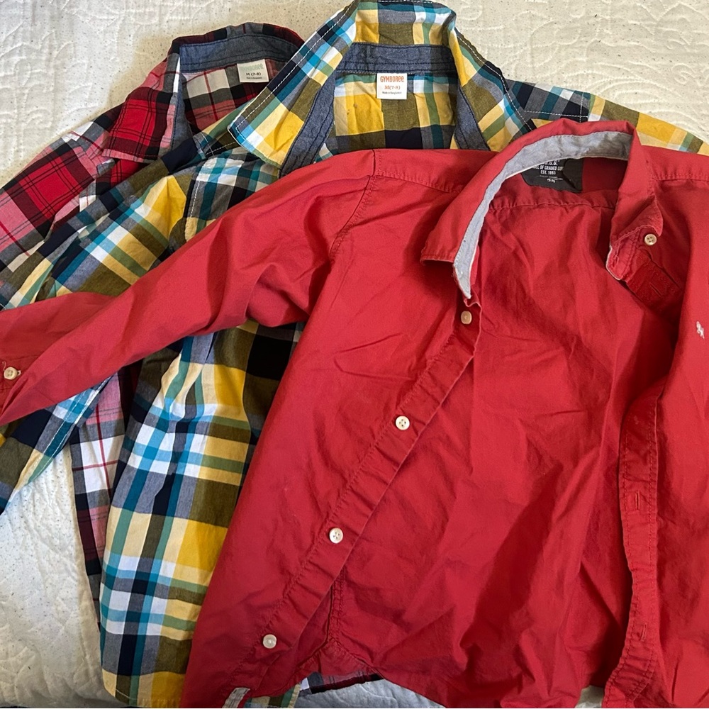 Lot of 3 Gymboree long sleeve shirt buttons size 7-8